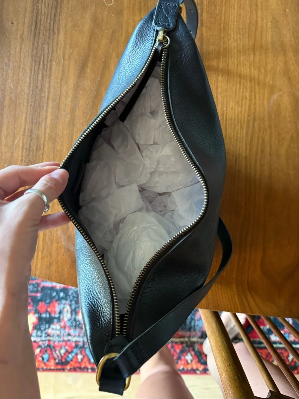 Madewell Black Leather Crescent Hobo Bag